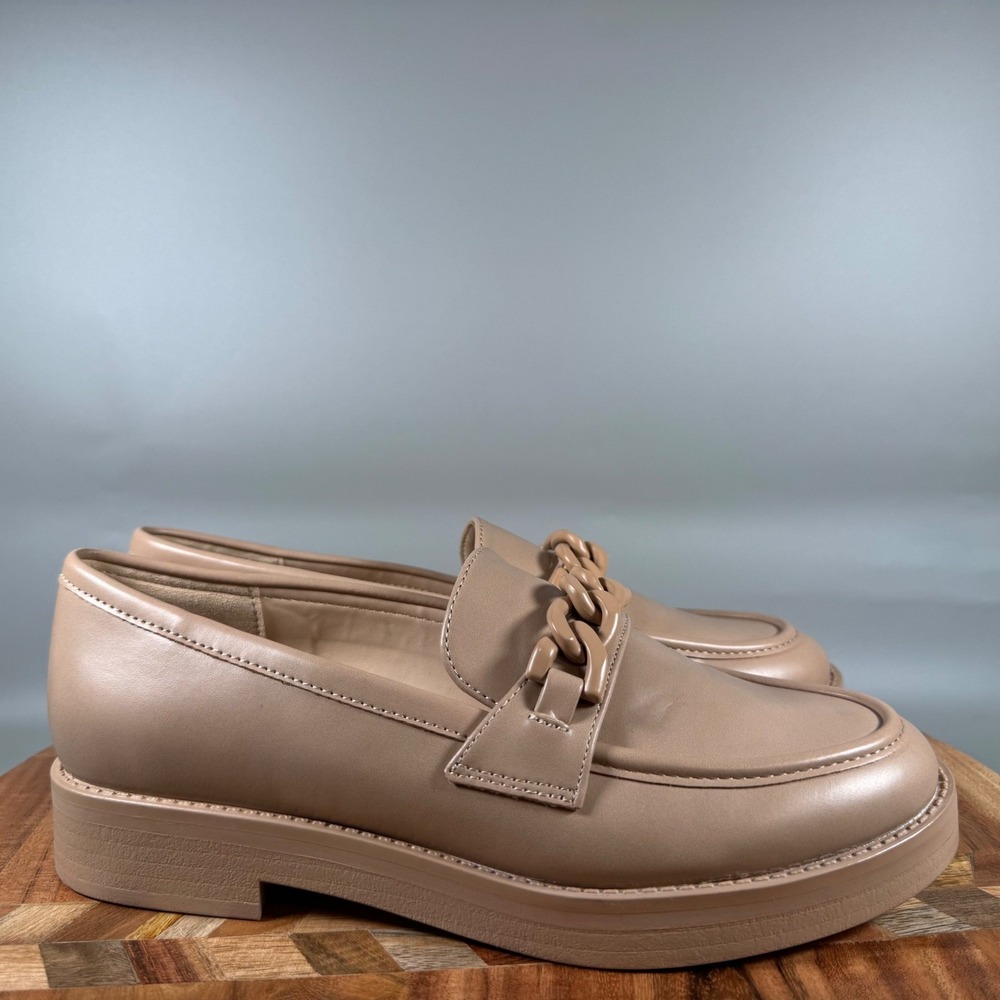 Marc Fisher Babbie Chain Link Loafers Tan‎ Nude Platform Lug Sole Size 7M